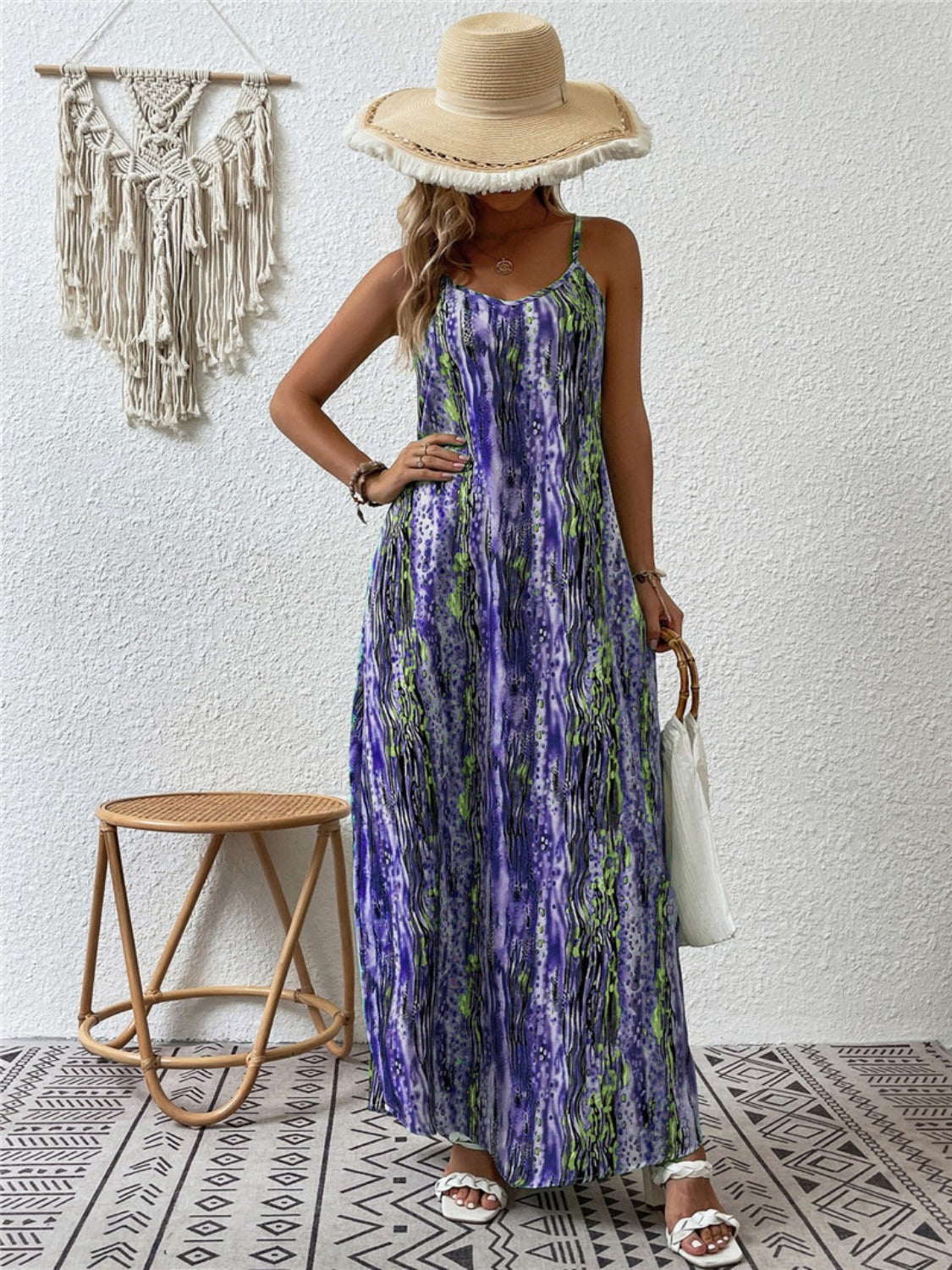 Printed Scoop Neck Maxi Cami Dress