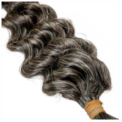 Raw Vietnamese Natural Gray Curly Bulk Human Hair Extensions