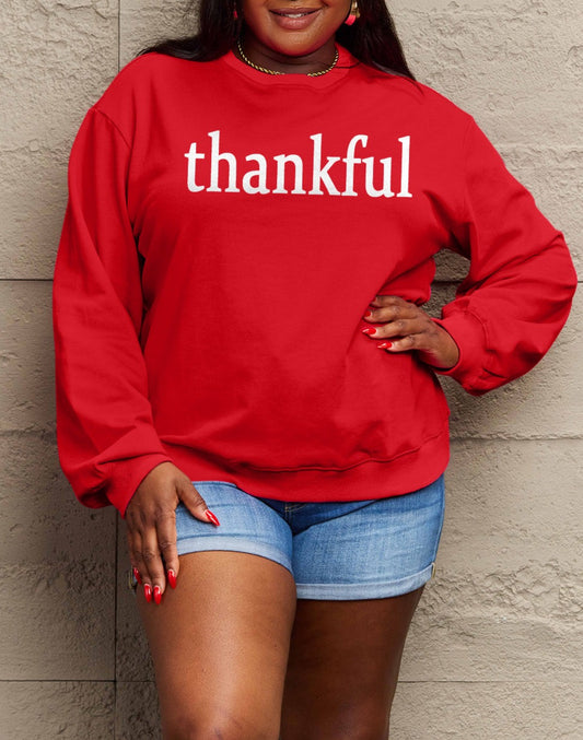 Simply Love Full Size THANKFUL Graphic Sweatshirt