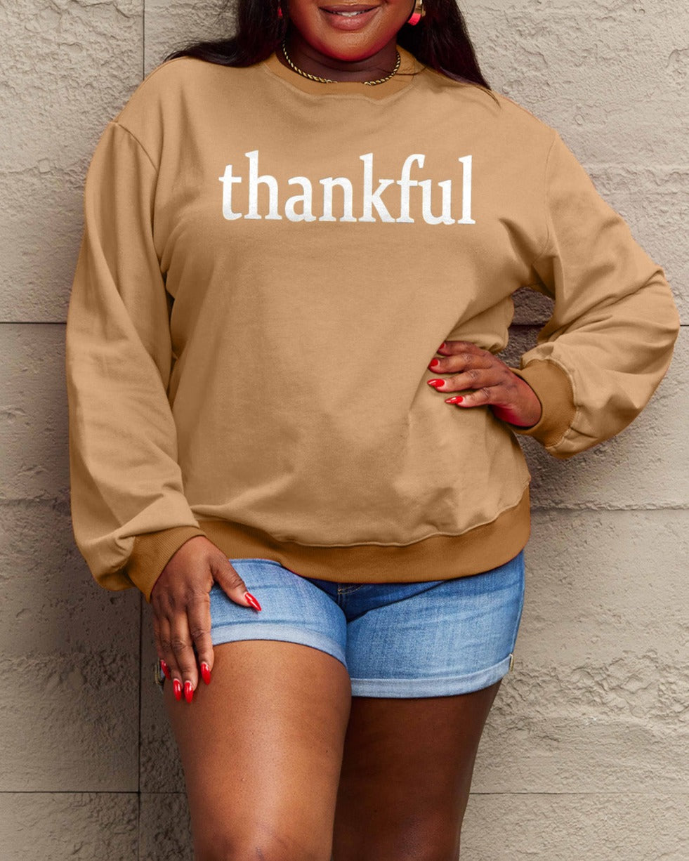 Simply Love Full Size THANKFUL Graphic Sweatshirt