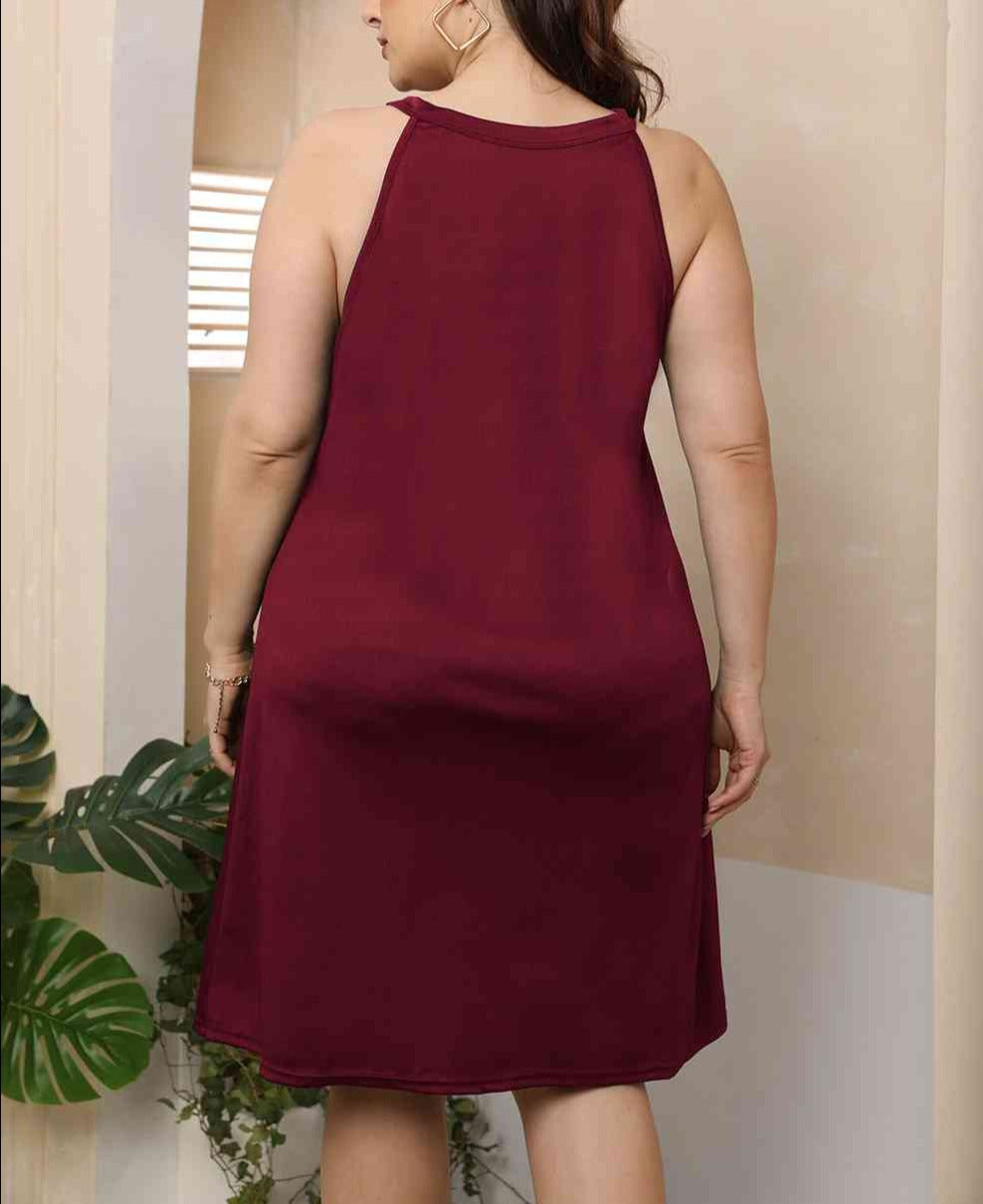 Plus Size Cutout Round Neck Sleeveless Dress