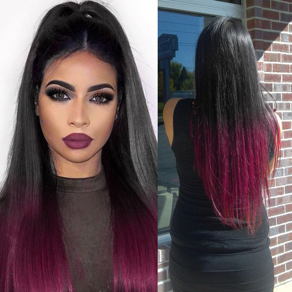 99J Ombre Straight 4X4 Lace Front Wig