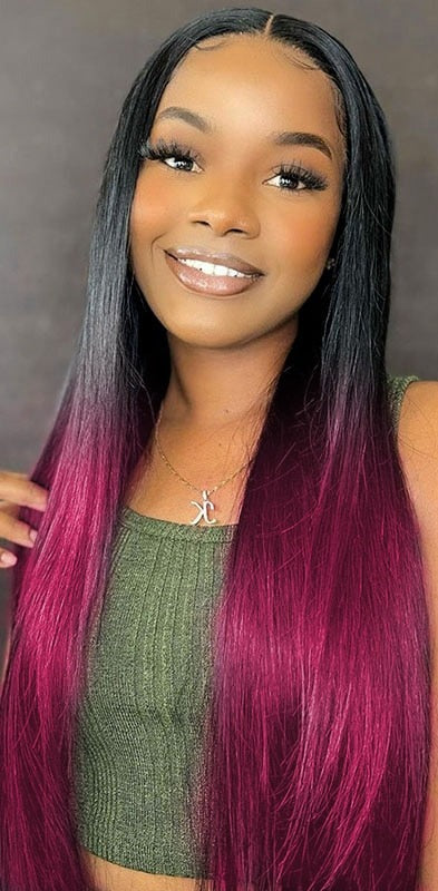 99J Ombre Straight 4X4 Lace Front Wig