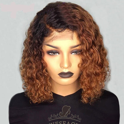 Ombre Short Bob Curly Lace Front Wig