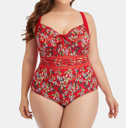 Floral Drawstring Detail One-Piece Swimsuit
